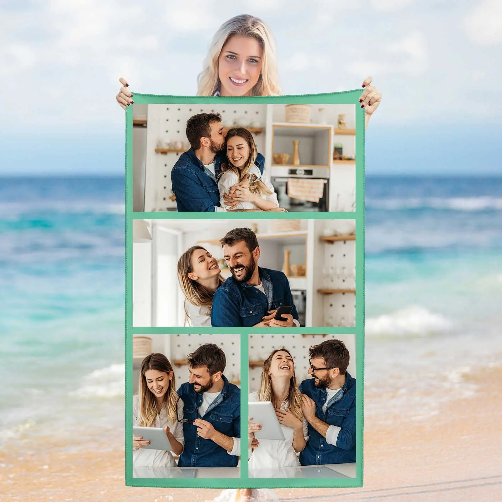 Personalised Beach Towel With Photo Collage Custom Bath Towel_voghion.com