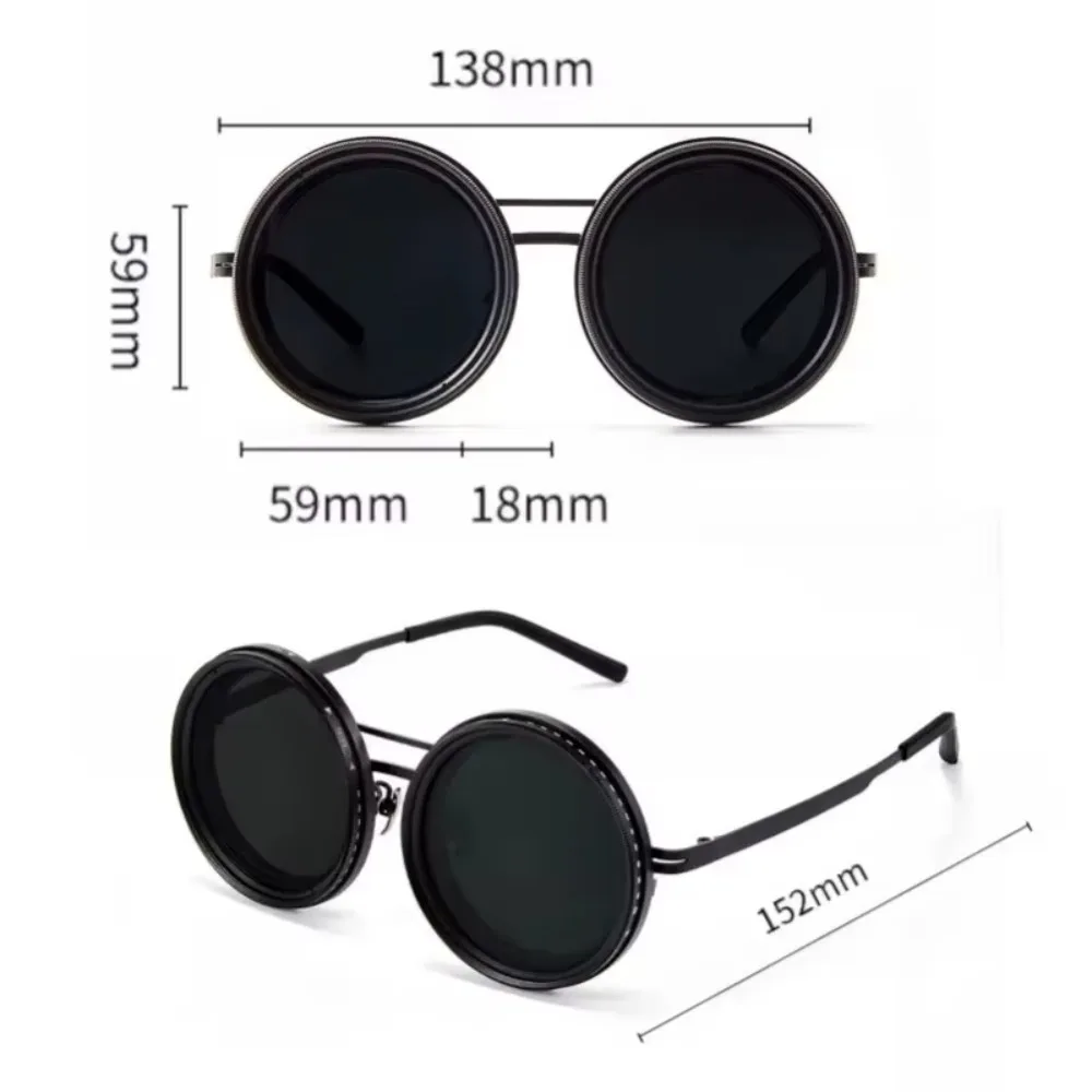 Polarized Sunglasses Vintage Sunglasses Fishing Sunglasses Cyberpunk Sunglasses ND9 Adjustable Polarized Sunglasses Luxury Men Fishing Filter Glasses UV400 Fashion Retro Punk Round Dimming Sunglasses