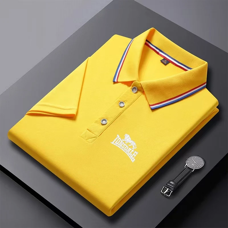 Solid Color Polo Shirt Men's Business Polo Collar Half Sleeved Top Summer Casual Short Sleeved T-shirt for Men An 6