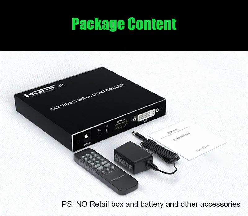 4K 2x2 Video Wall Controller Multi Monitors Splicing Processor 1080P 1x2 1x3 1x4