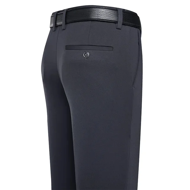 Pantalon d'été fin pour hommes, décontracté, classique, couleur unie, élastique, confortable, ample, droit, marque, vêtements pour hommes 3