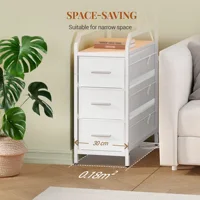 Приставной столик с удлинителем, прикроватная тумбочка со светодиодной подсветкой, тумбочка с 3 ящиками, 2 розетками переменного тока и 2 портами USB — изображение 2