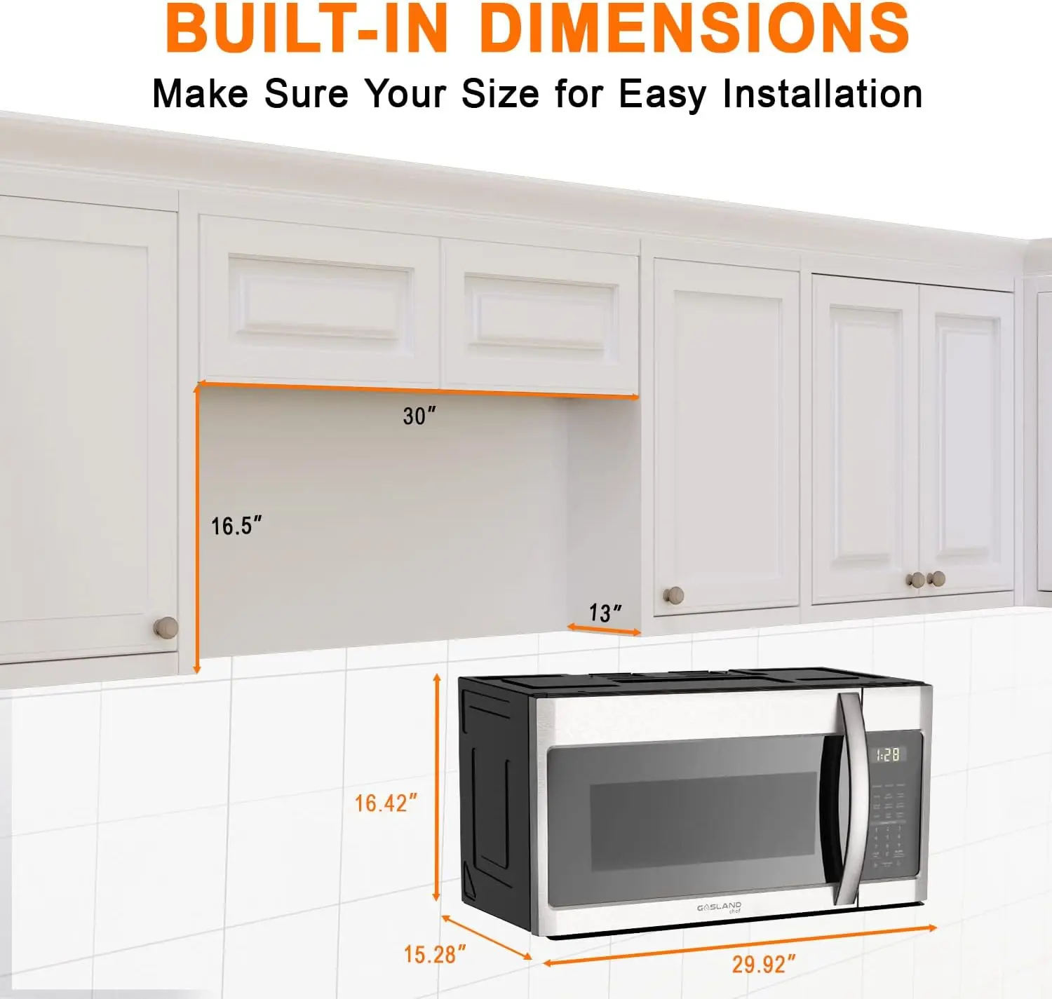 1.9 Cu. Ft. 30 Inch OTR1902S Over the Range Microwave Oven, Over the Stove Microwave, 1000 Watts, 400 CFM Exhaust Fan and LED 2