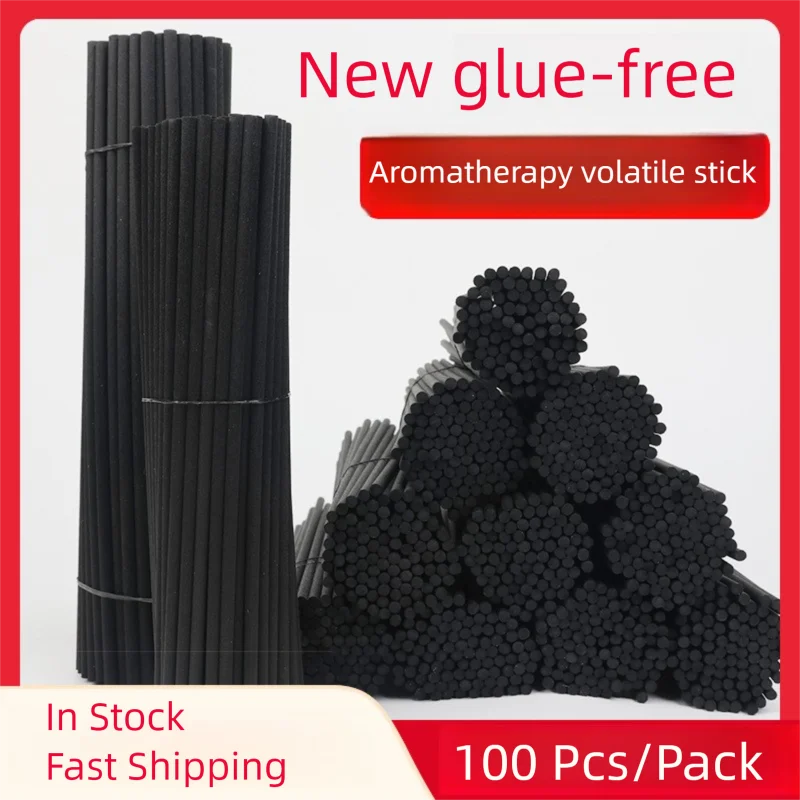 Bâtons de diffuseur d'aromathérapie épais en Fiber noire, recharge de parfum, 3mm x 20cm, 100 pièces/paquet