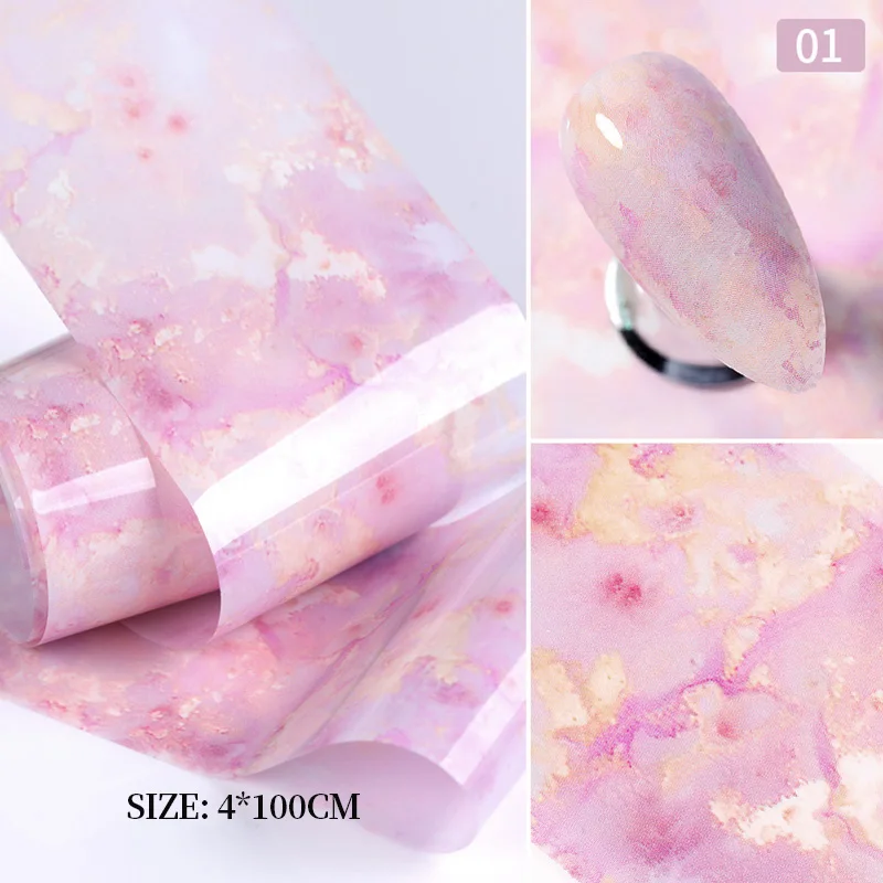 Nail Foils Marble Series Nail Transfer Decorations DIY Idea Nail Art Transfer Sticker Decals 4*100cm nail decals