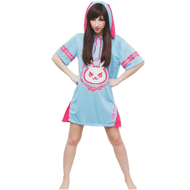 

WENAM Loose Fit Hoodie DVA Sweatshirts Nightgowns Printed Bunny Sweet Dress Adult Party Halloween Costume for Women Long Shirt