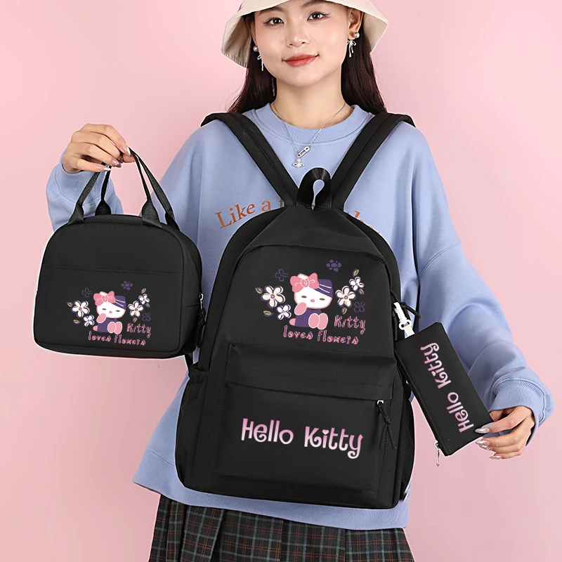 3 Stks/set Hello Kitty Rugzak Student Tiener Voor Meisje Jongen Terug Naar School Schooltas Vrouwen Lunchtas Kinderen Schattige Reisrugzak