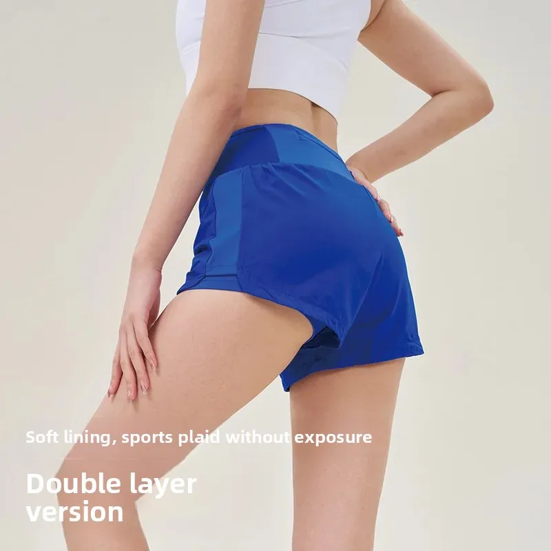 Women's Sports Shorts Marathon Fitness Running Shorts with Back Waist Pocket Quick Dry Yoga Prevent Exposure
