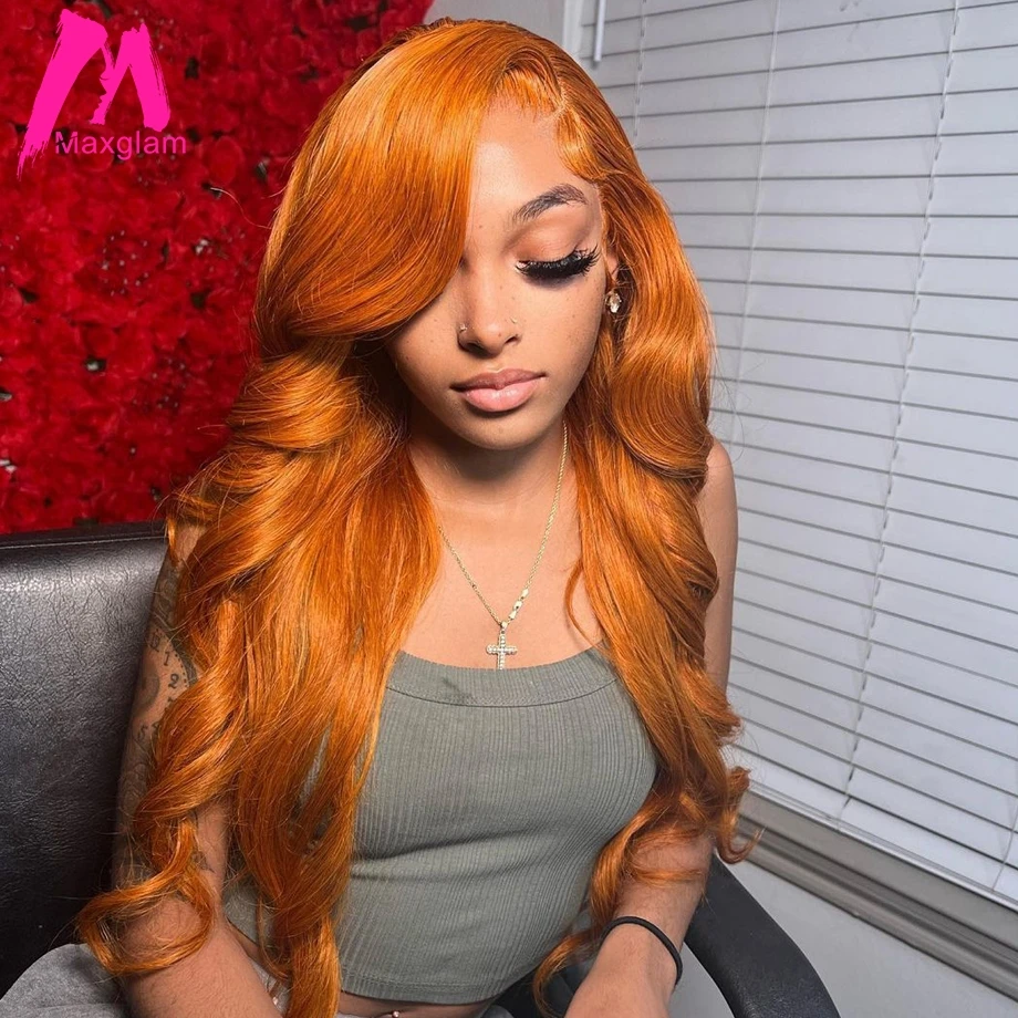 

Orange Ginger Human Hair Wigs For Women Brazilian 13x4 13x6 Hd Lace Frontal Wig Pre Plucked 30 Inch Body Wave Lace Front Wig