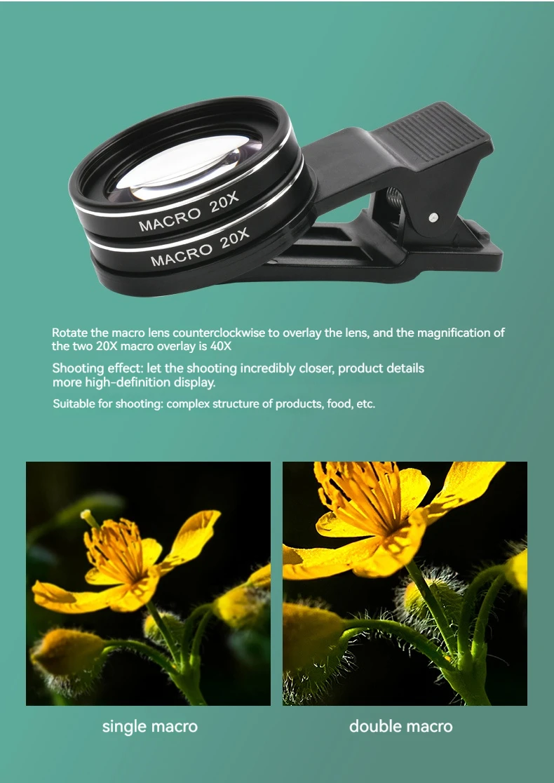 HD Macro Lens for Phone 4K 20X/40X 37MM Close-up Photography Filter for Smartphone Walking Way camera lens filter photography filter phone lens filter phone camera accessories