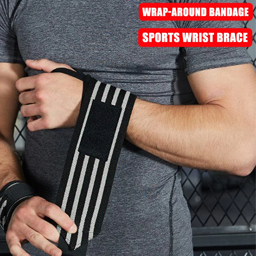 1Pair Wristbands Wrist Support Brace Carpal Protector Bracers For Gym Sports Wrap Band Cross Training Fitness Bench Press