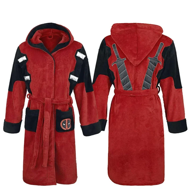 Movie Deadpool Accappatoio Adulto Unisex Inverno Caldo Flanella Pigiama Con Cappuccio Halloween Deadpool Costume Cosplay Sleepwear Robe