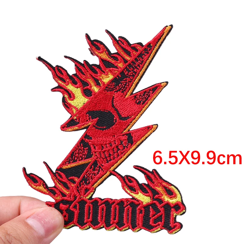 Verified Supplier In Flames Patch Iron-On, Embroidered Design