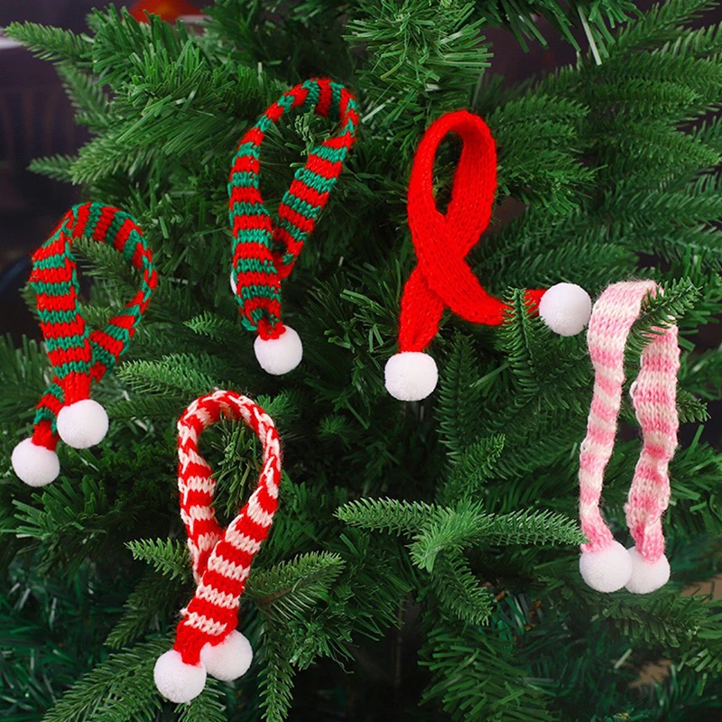 10p Mini Knitting Scarf Socks Doll Scarf Brooch Sweater Pins Badge Collar Clothes Doll Accessories DIY Craft Christmas Ornaments