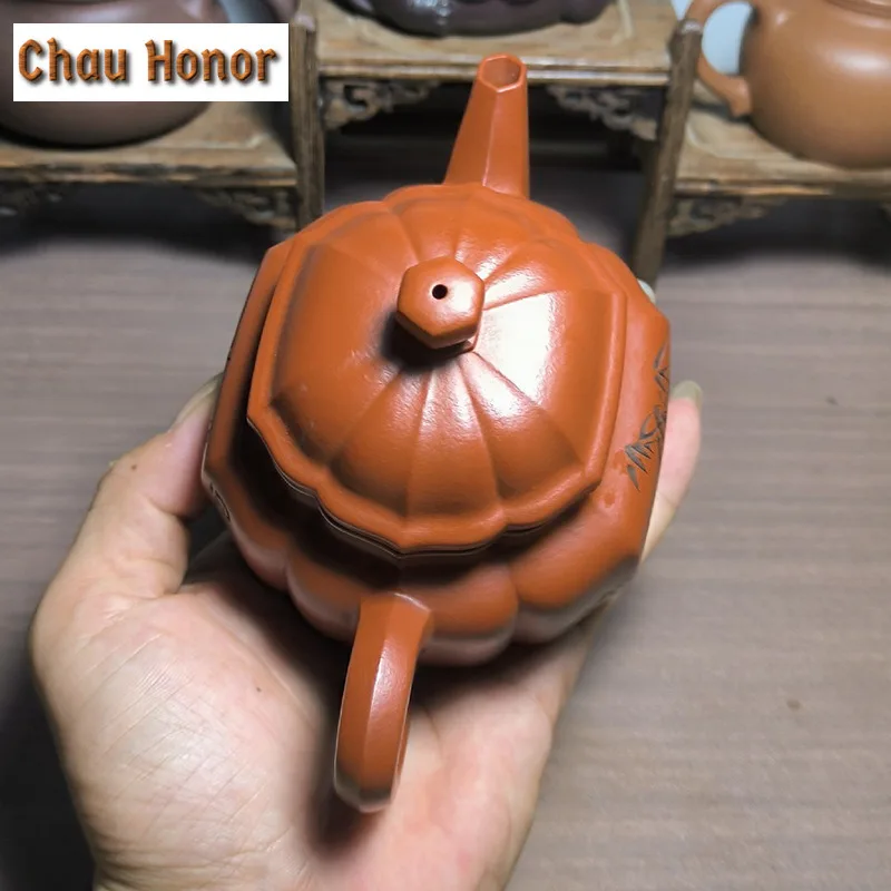 280ml Elegant Yixing Purple Clay Teapots Handmade Bamboo Dezhong Pot Raw Ore Dahongpao Mud Kettle Zisha Tea Set Decoration Gifts