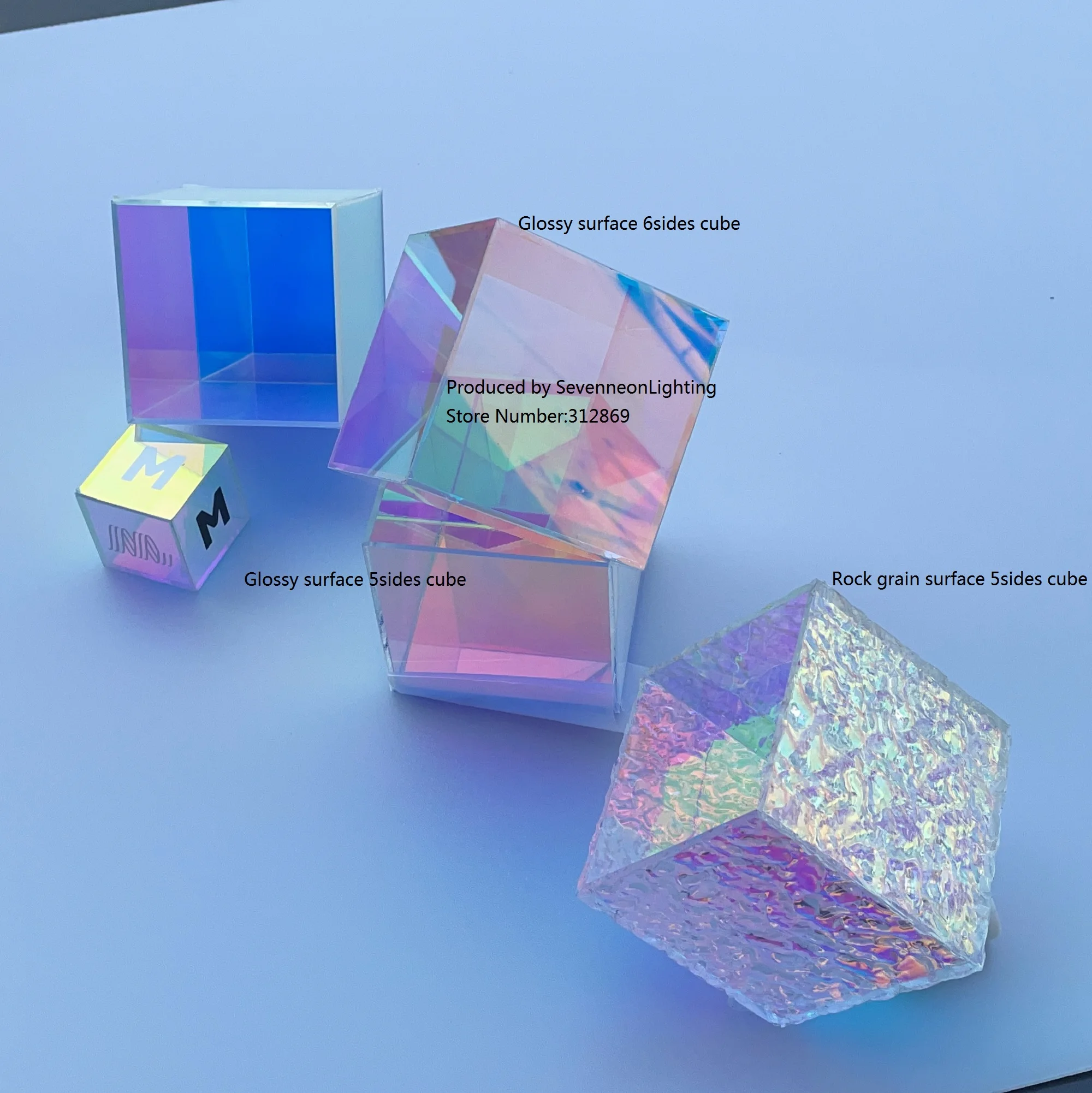 10*10*10CM Iridescent Rianbow Colorful Acrylic Display Box Cube for Game/Desk/Home Decor,Lovely Small Gift and Jewelry