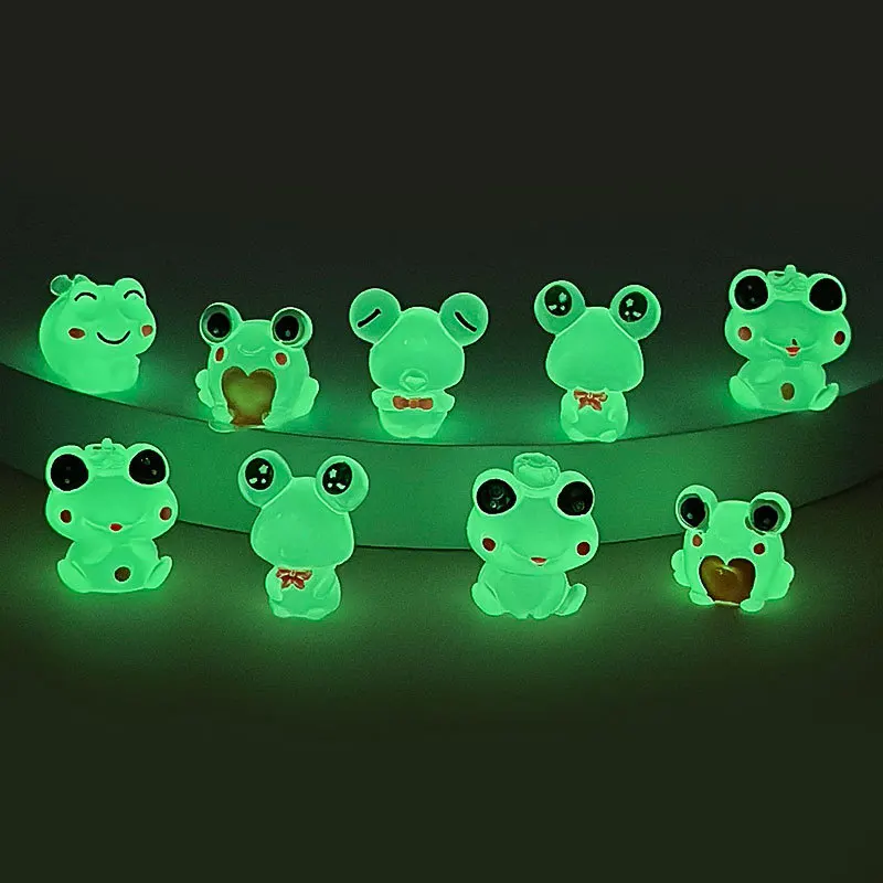 

50Pcs Luminous Frogs Figurine Mini Ornaments Crafts Gift for Desk Cute Frog Fairy Landscape Garden Home Decoration Accessories