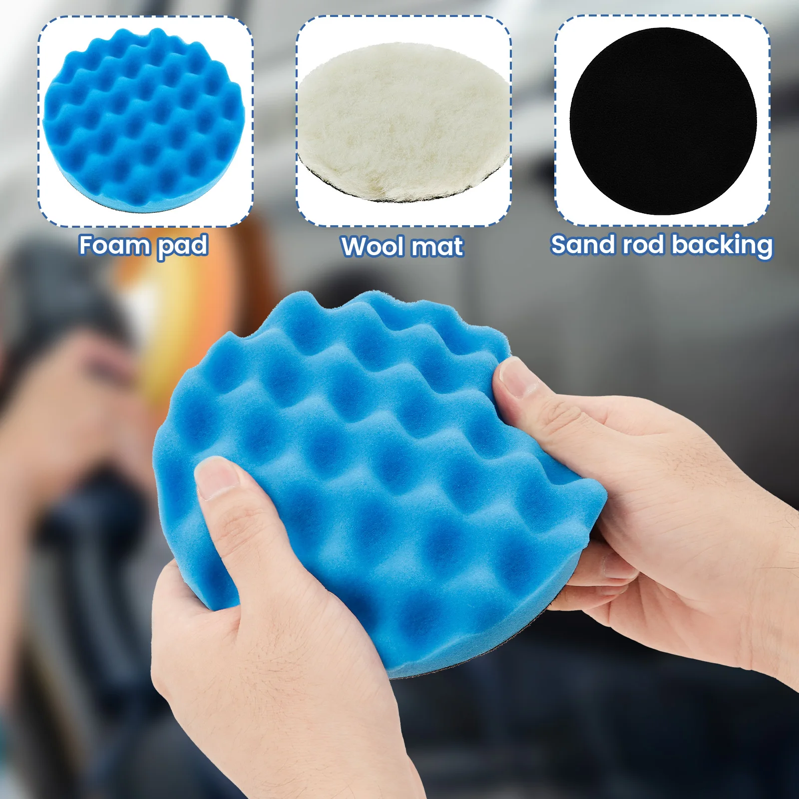 5/7 Pcs Car Polishing Sponge Pads Reusable Sponge and Woolen Polishing Pad Foam Pads Car Polishing Kit for Car Removes Scratches