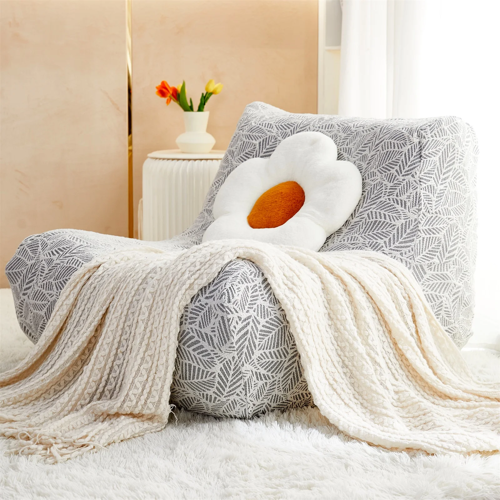 

Single Seated Foam Sofa Cover Armless Floor Sofa Cover Lazy Sofas Cover Tatami Chair covers without Filler for Living Room