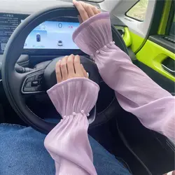 Transparent Ice Silk Sleeves Gloves Shiny Lace Summer Sunscrean Sleeves Thin Cycling Sleeves Driving Arm Sleeves Driving