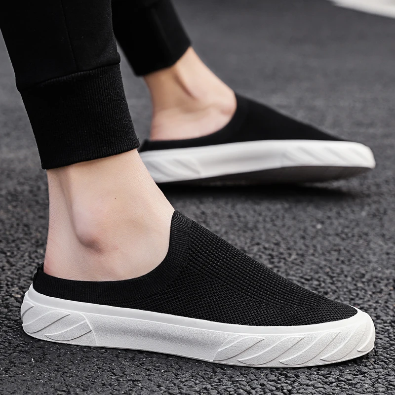 

Fujeak Breathable Heelless Men's Shoes Outdoor Slip Casual Walking Shoes Lightweight Comfortable Cloth Shoes New Half Slippers