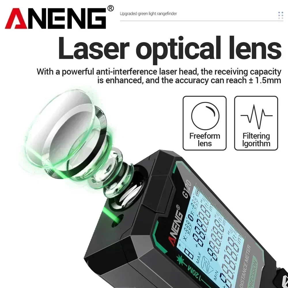 Laser Tape Measure ANENG G120 Laser Distance Meter 40M/70M/100M/120M Rangefinder Electronic Ruler Useful Measurement Tool