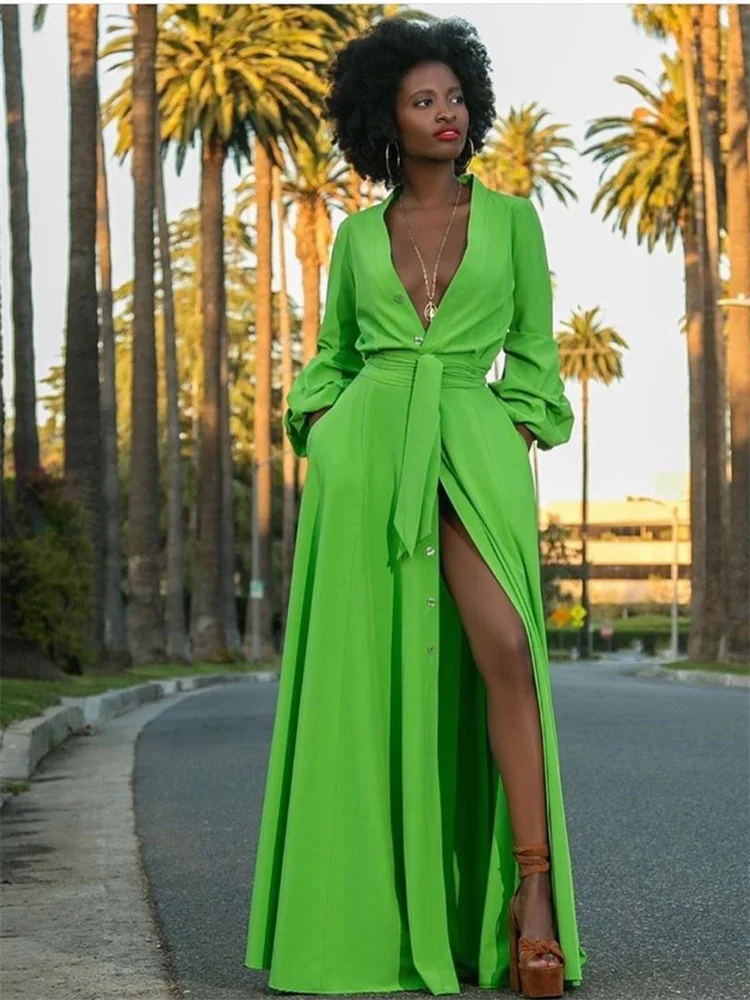 Wmstar Women Deep Dresses Sex Print Deep V Neck Sexy Long  Sleeve Tassel  Party Dress Fashion Streetwear Wholesale Dropshipping