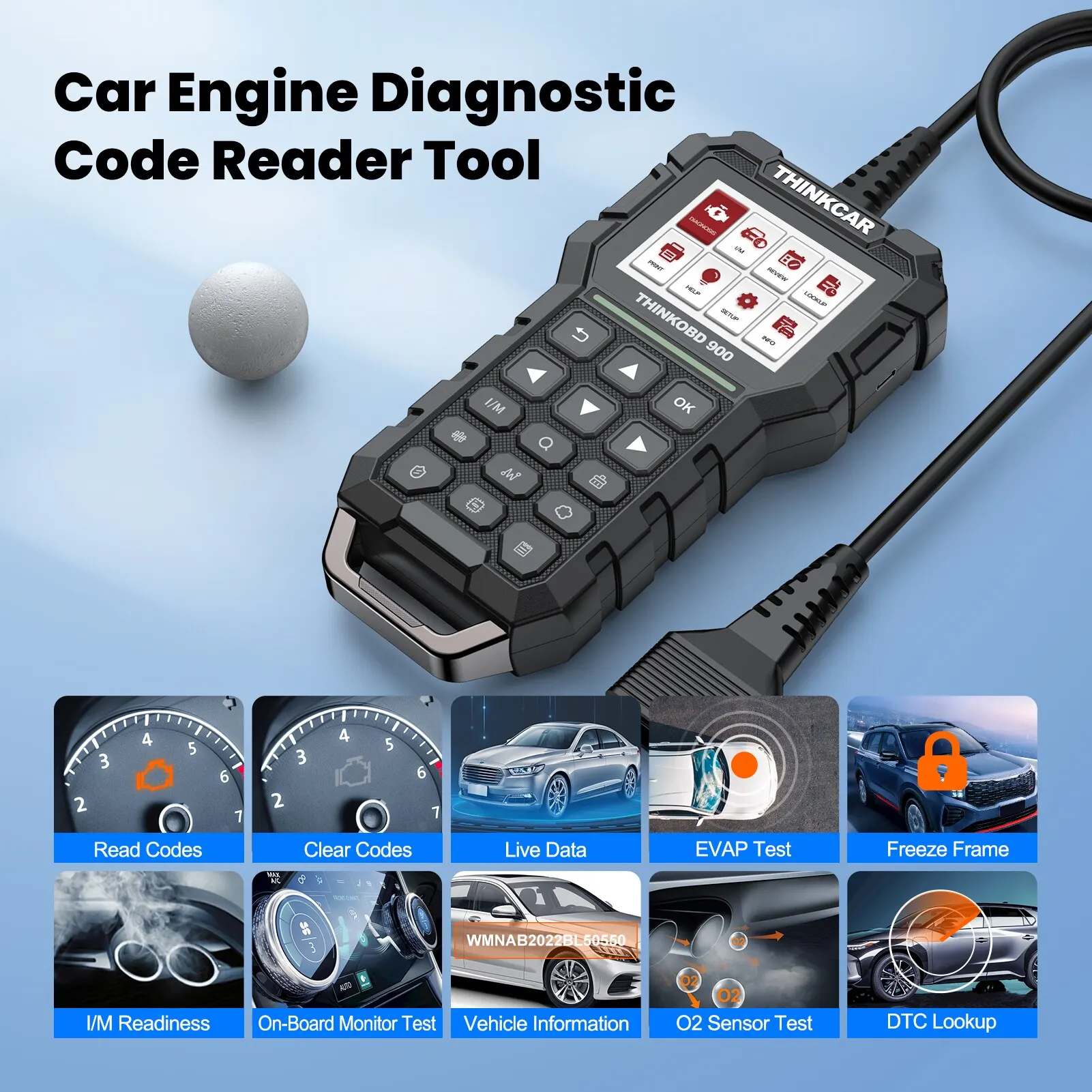 THINKCAR THINKOBD 900 OBD2 Scanner Engine Fault Light Check Code Reader  Full OBDII Function Lifetime Free Car Diagnostic Tools - AliExpress