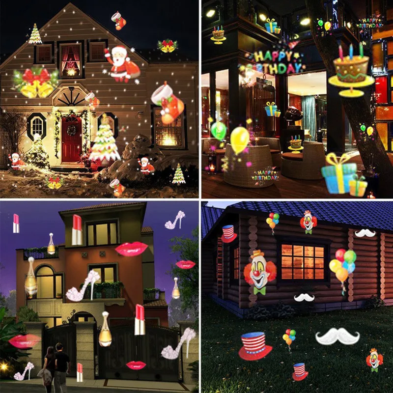 Christmas Projector Lights Outdoor Holiday Led Projection Lamp Waterproof Xmas Decor Snowflake Laser Light Party Stage Lights