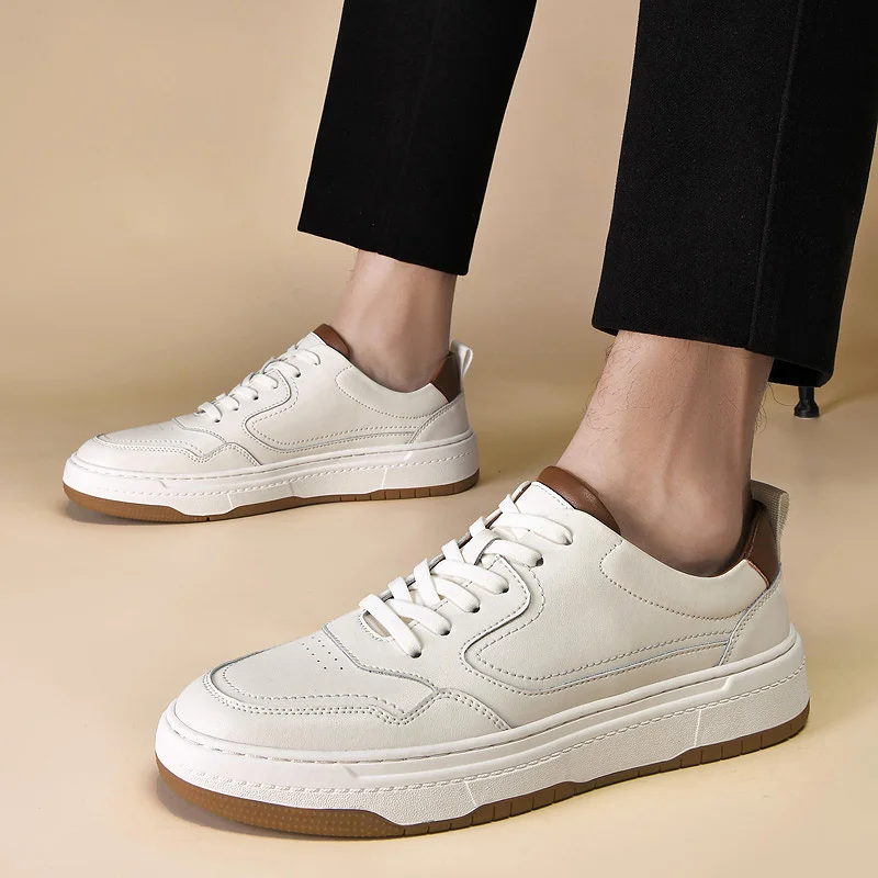 

Men Shoes lace up fashioin New Low-top Breathable Shoes genuine Leather Sneakers Male Flats Men's Casual Shoes men sneakers