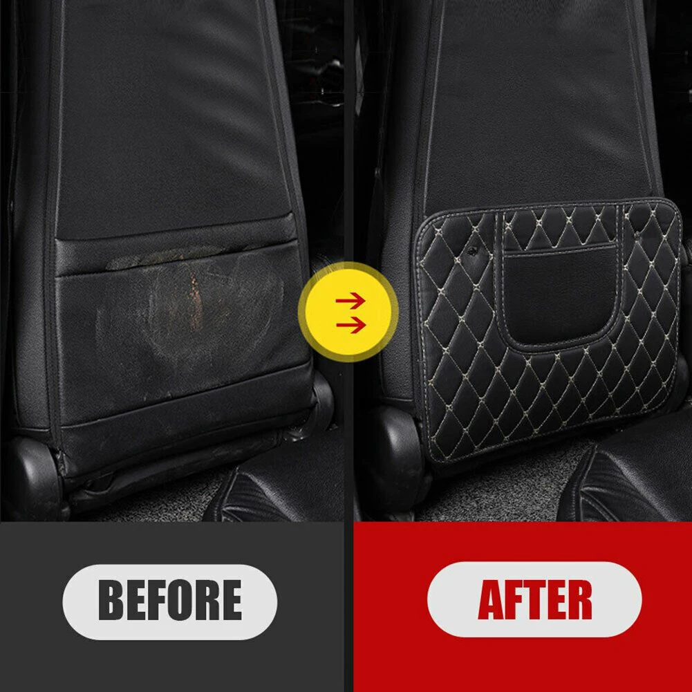 

Car Accessories Back Seats Anti Kick Pad Mat Halfsize Black PU Leather Waterproof Scratch Resistant Storage Design