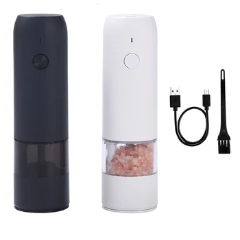 전기 향신료 밀 후추 연마기, USB 충전 자동 그라인더, LED 소금 및 후추 기계, 조절 가능한 거친 밀