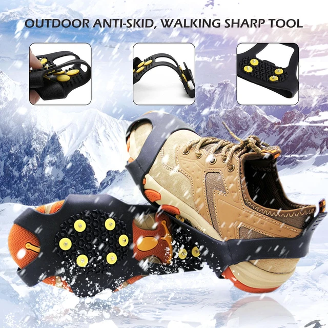 1 Pair Cleats For Ice And Silicone 10 Nail Winter Outdoor Mountaineering Non -slip Multi-tooth Crampons Shoe Cover Y4B8 - AliExpress