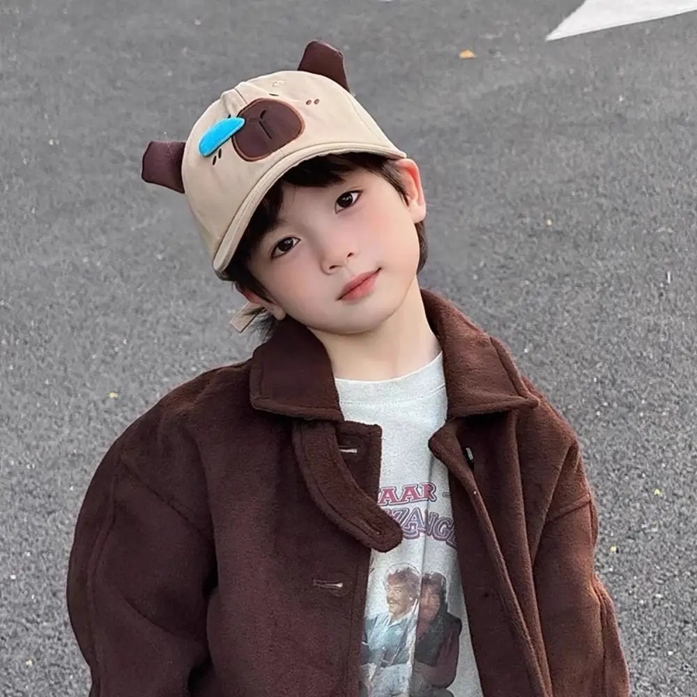 New Children’s Peaked Cap Snot Capybara Boys Girls Baseball Hat Cute Cotton Sunscreen Hat Outdoor