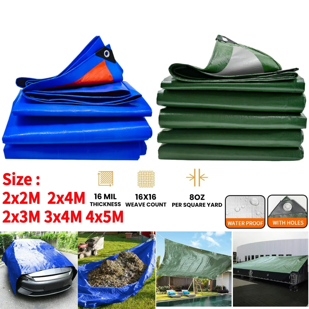 Tarpaulin Waterproof 2Mx2/3/4M Multi Purpose Cover for Camping Patio Boat Roof Tent waterproof tarpaulin waterproof tarp tarpaulin rain cover