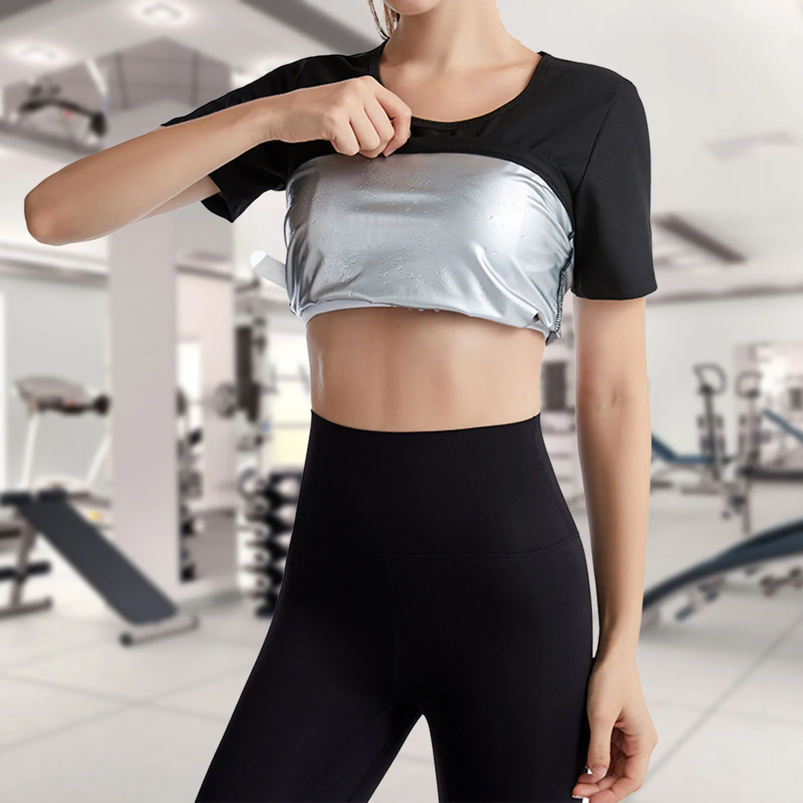 

Sauna Workout Top Body Shaper Sweat & Slim Sweatwear T-Shirt Gift for Friends Family Members d88