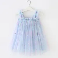 Toddler Girl Princess Dress Baby Rainbow Unicorn Tulle Costume Kids Summer Sleeveless Strap Dresses Newborn Birthday Party Cloth 3