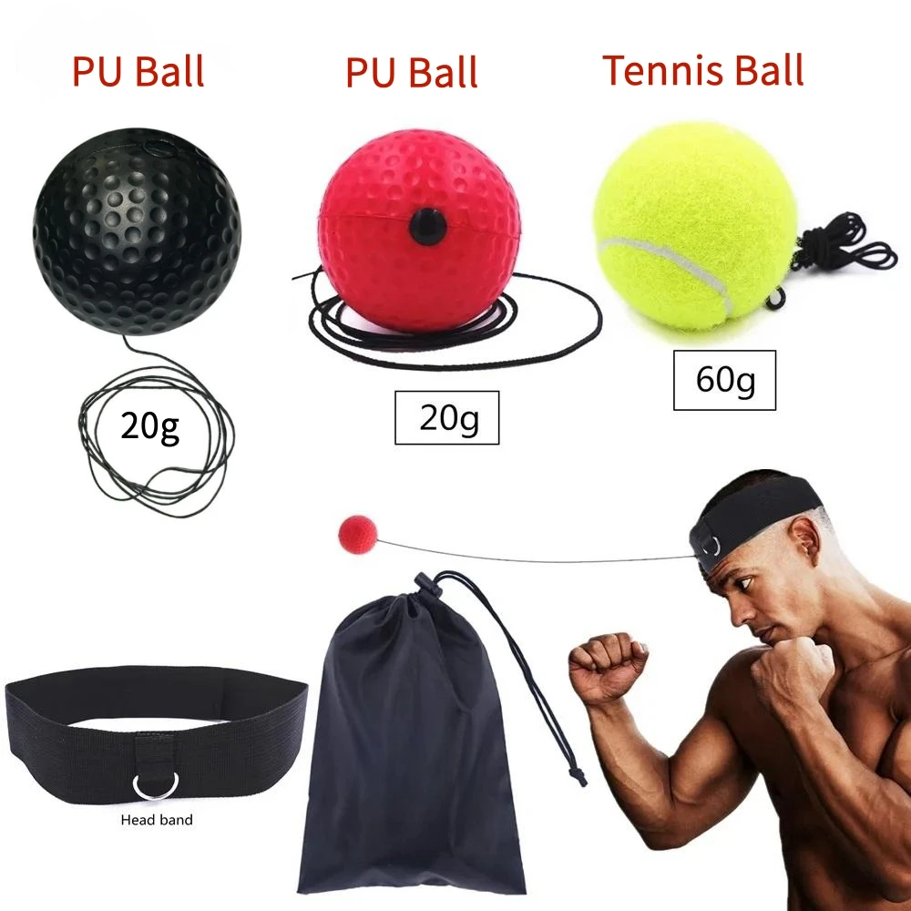 Boxing Magic Ball Reflex Speed Training With Headband Punching Balls Hand Eye Coordination Fitness Martial Arts Gym Muay Thai