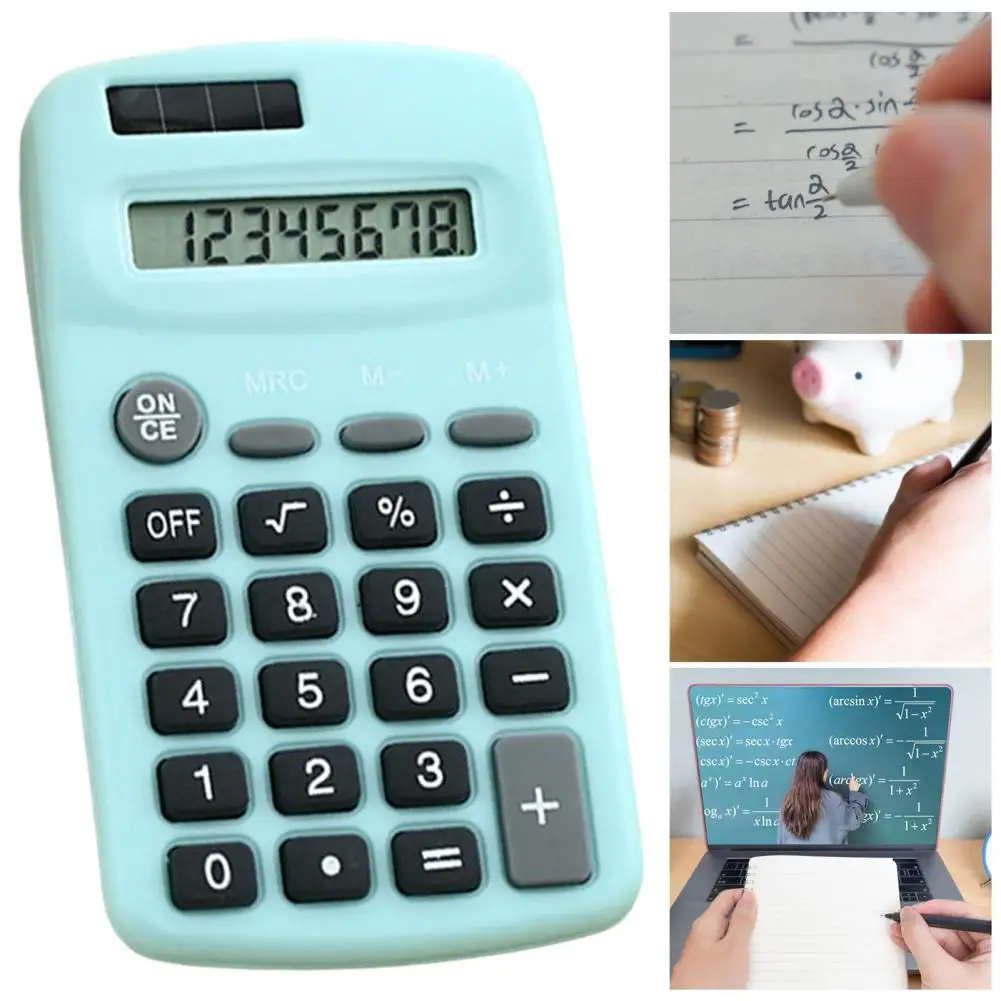 Desk Basic Cute Calculator 2pcs Battery Powered with 8 Digit Style 1, Black