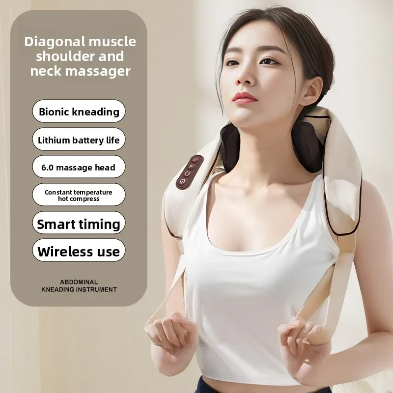 Neck and Shoulder Massager Electric 6D Kneading Massage Muscle Relaxation Home Deep Tissue Shiatsu Back Cervical Massage Machine