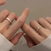 Korean Sliver Color Cat Dog Rings for Women Men Simplicity Cartoon Couple Ring Fashion Best Friend Jewelry Valentine's Day Gifts - Image 4