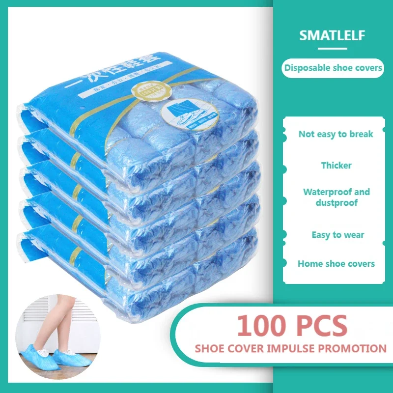 Disposable Shoes Cover 100Pcs Rain Waterproof Men Women Shoes Protectors Rain Boots Non-Slip Rainy Shoe Cover