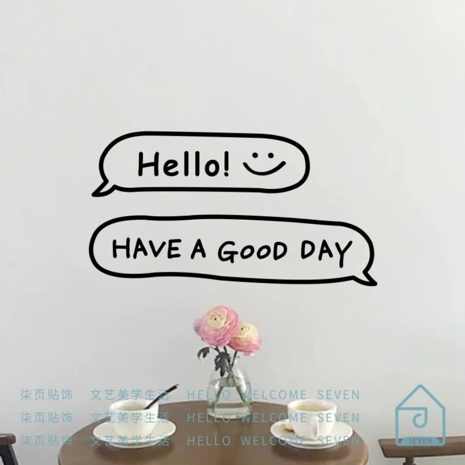 Adesivi 'Have A Good Day' in Inglese per Abbigliamento, Saloni di Bellezza, Selfie, Specchi, Decorazioni per Finestre e Pareti, Poster per Porte in Vetro - immagine 4