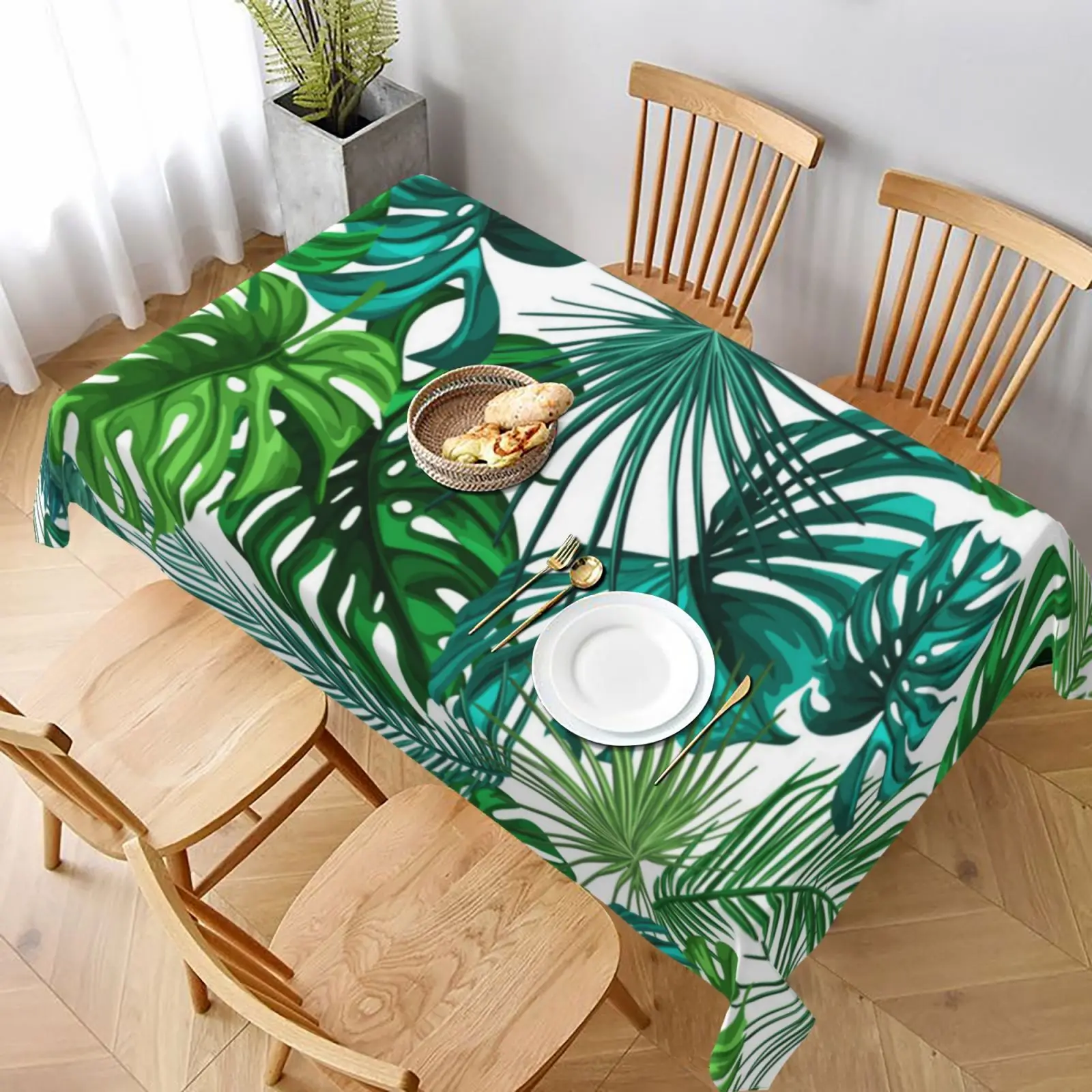 Tablecloth Tropical Leaves Palm Leaf Table Cloths Rectangle Cover Table for Outdoor Wedding Party Dining Room
