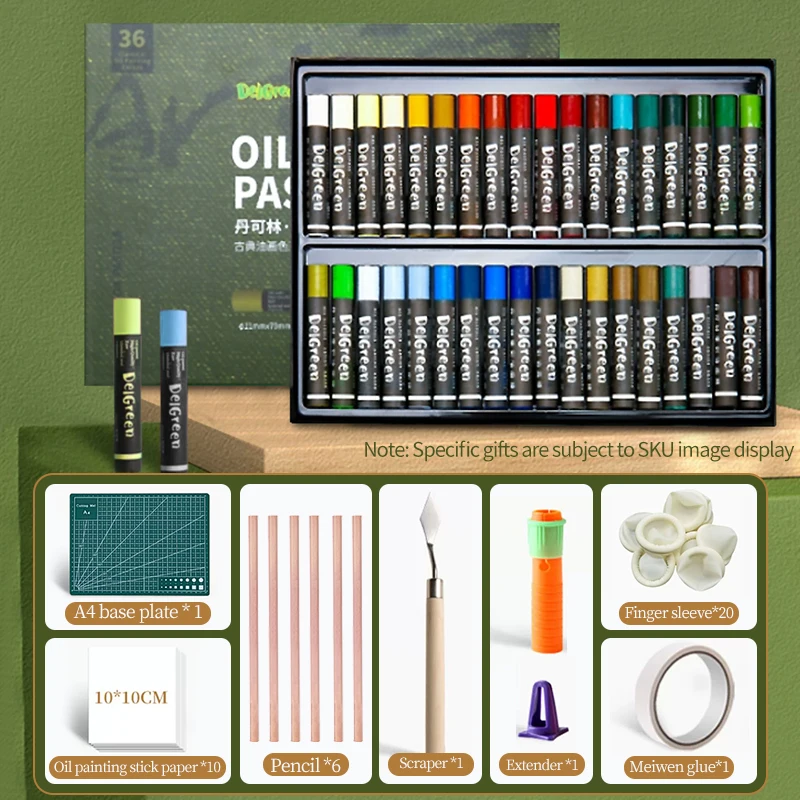 Delgreen Oil Stick/Crayon 36 Colors Classic Series Artist Students Non-Toxic Washable Crayon Paint Art Supplies oil pastels