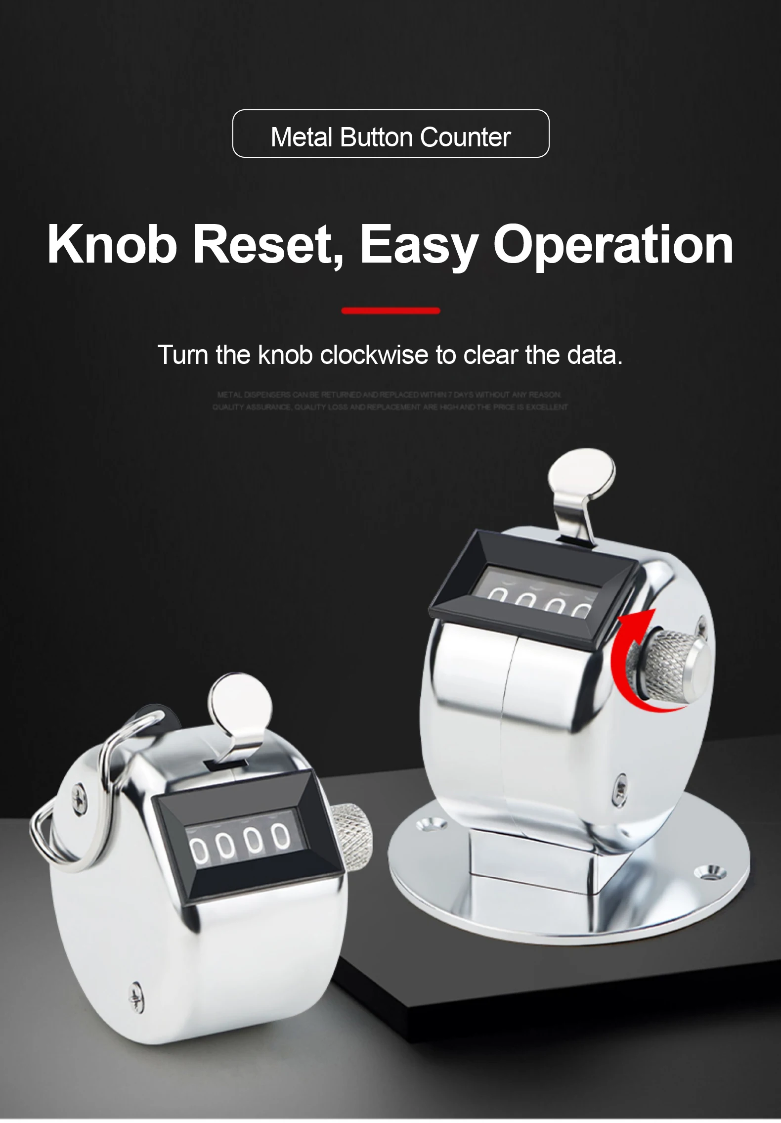 4 Digit Manual Tally Clicker Counter Handheld Mechanical People Crowd Passenger