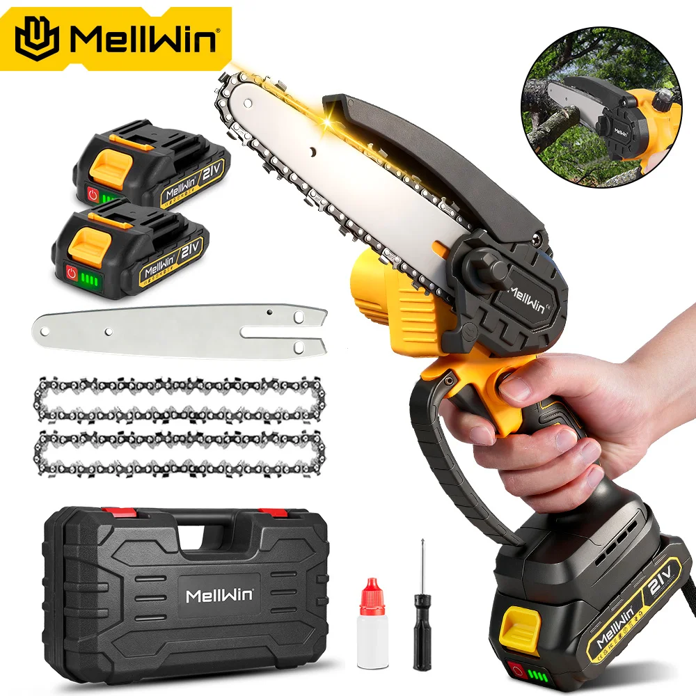 MELLWIN 6 pouces scie à chaîne électrique sans fil Mini scie d'élagage à main outil de scie de coupe pour le travail du bois pour Makita 18V batterie broche