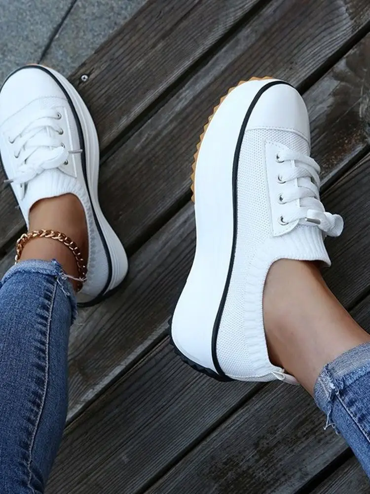 

Foreign trade new large size women's shoes flying woven shoes a pedal lazy thick bottom rocking shoes strap casual sports shoes