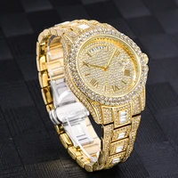 Montre à quartz plaquée or pour homme avec bracelet serti de cristaux – Luxueuse, coffret cadeau inclus 2