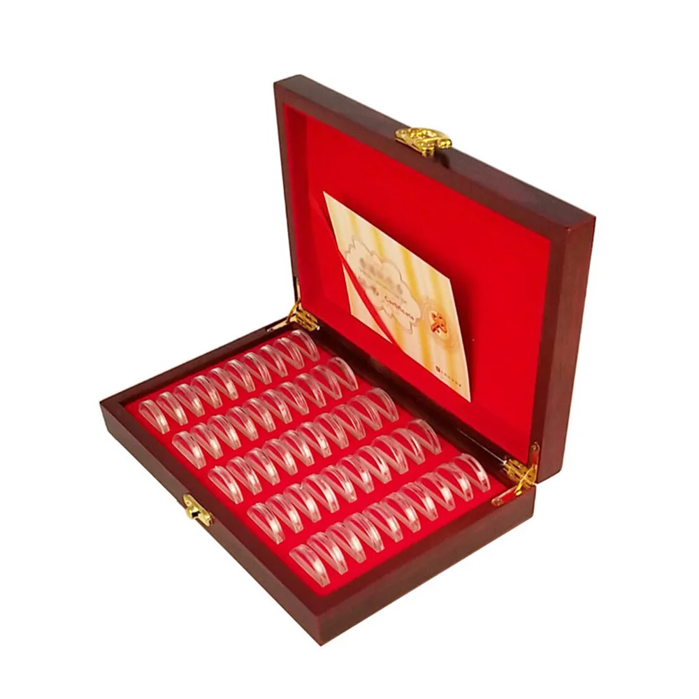 50-Packs-Coin-Collection-Mahogany-Box-For-Coins-Storage-Capsules ...